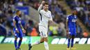 Alvaro Morata merayakan golnya ke gawang Leicester City pada lanjutan Premier League di King Power Stadium, Leicester, (9/9/2017). Chelsea menang 2-1.  (Mike Egerton/PA  via AP)