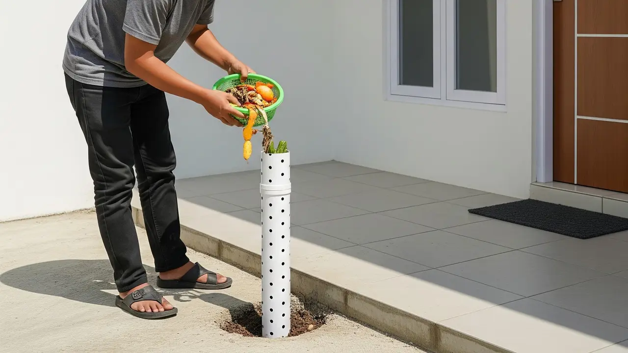 Aplikasi Biopori di Halaman Berlantai Beton (Gemini AI)
