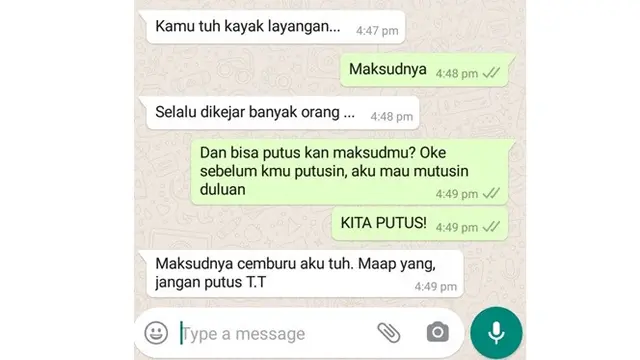 6 Chat Mutusin Pacar Ini Tega Sekaligus Bikin Geregetan