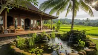 7 Desain Rumah Desa dengan Kolam Ikan Depan Teras, Hadirkan Ketenangan Alami