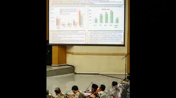 Sebuah slide ditayangkan dalam Rapat Koordinasi Nasional Kabinet Kerja, Jakarta, Selasa (4/11/2014). (Liputan6.com/Faizal Fanani)