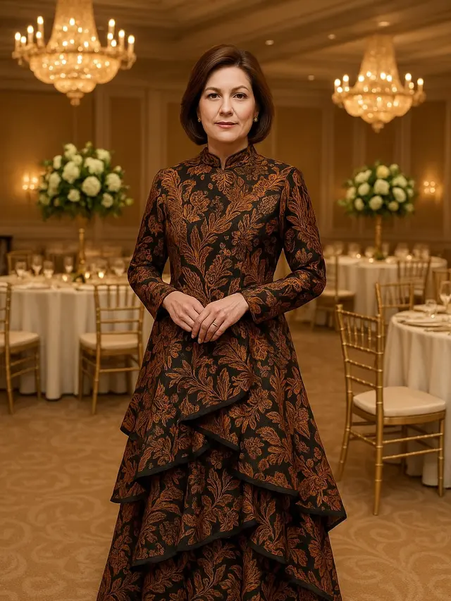 Model Gamis Batik Elegan untuk Wanita Usia 40 Tahun/AI