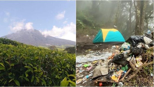 Potret Gunung Dempo di Sumatera Selatan Dipenuhi Sampah