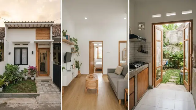 Desain rumah kecil di lahan sempit dengan dapur belakang yang cocok untuk pengantin baru model dengan dapur di ujung belakang.