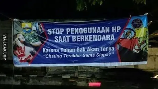 Jelang Mudik Lebaran, Ini Spanduk Lucu Supaya Hati-hati di Jalan