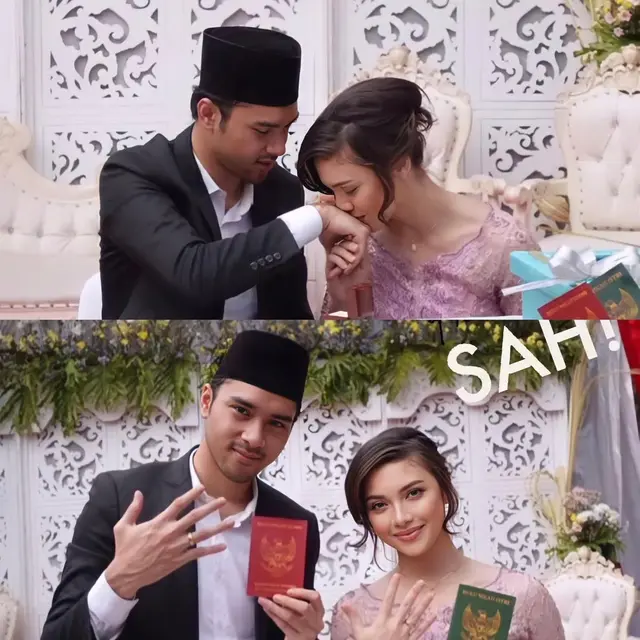Achmad Megantara dan Angela Gilsha syuting adegan nikah di sinetron Dewi Rindu (Foto: Instagram/@cutkeke_xavier)
