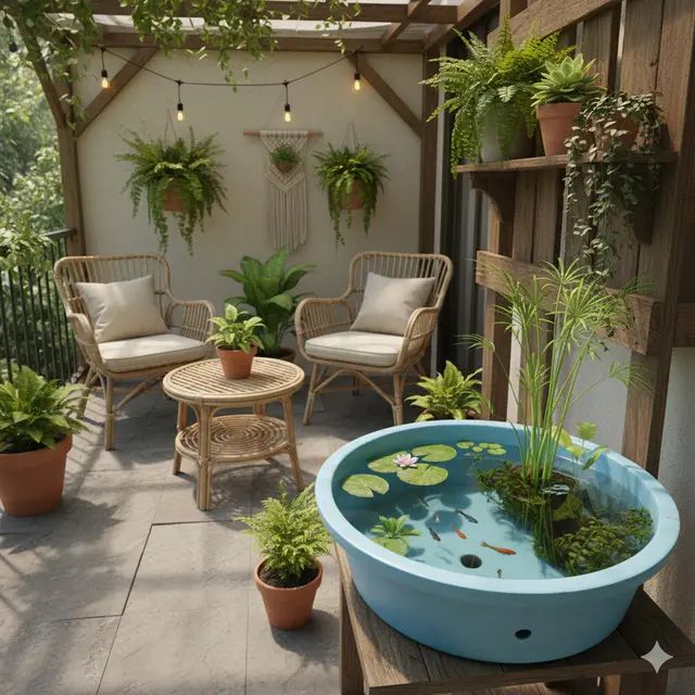 Model Kolam Ikan Mini di Teras Rumah yang Simple tapi Cantik