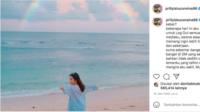 Prilly Latuconsina Sampai Dikira Sakit Gara-Gara Istirahat dari Media Sosial Selama Beberapa Hari