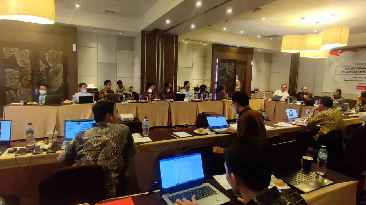 Diskusi bertajuk "Grand Design Kolaborasi Penguatan Nilai-Nilai Pancasila Melalui Media Sosial" yang diselenggarakan Badan Pembinaan Ideologi Pancasila (BPIP). (Foto: Liputan6.com/Bam Sinulingga)