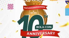 Logo resmi ulang tahun ke-10 Bola.com.