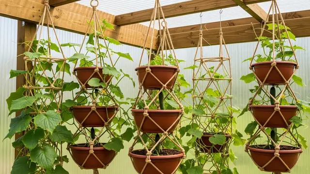Pot Gantung Bertingkat dengan Tali