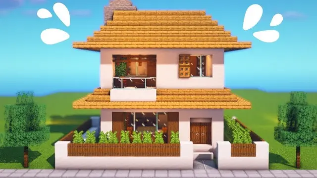 Contoh desain rumah di Minecraft (Credit: ChatGPT dan YouTube FugoCraft)
