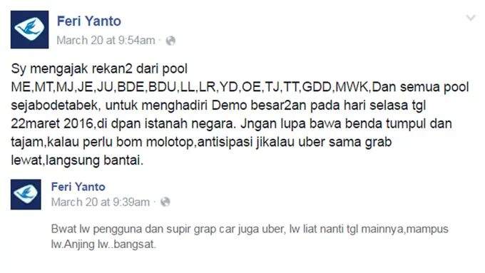Diduga, Salah Satu Demonstran Ajak Sopir Taksi Bawa Senjata