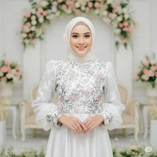 Model Baju Gamis Brokat untuk Akad Nikah. Foto: Gemini