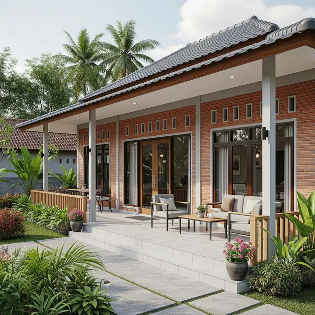 Desain Rumah 1 Lantai Batu Bata Ekspos Biaya Irit Tapi Modern di Desa