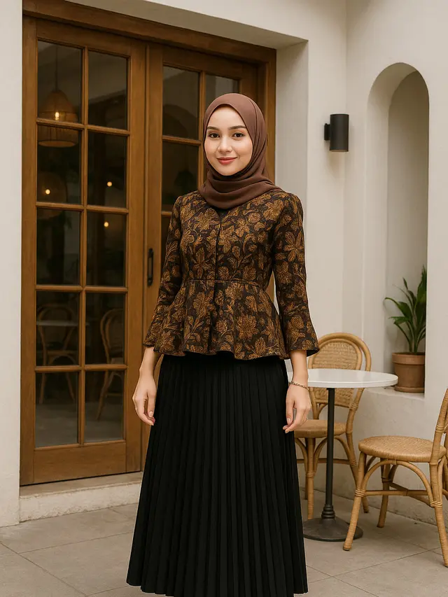 Atasan Batik dengan Rok Plisket