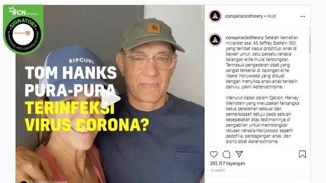 Cek Fakta: Hoaks Tom Hanks Pura-Pura Terinfeksi Virus Corona?