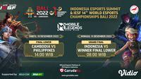 Live Streaming IESF 14th World Esports Championship 2022 Mobile Legends di Vidio 10-11 Desember