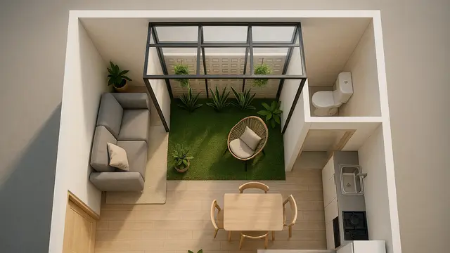 7 Model Rumah 5x6 Meter Minimalis dengan Taman Kecil di Dalam, Bikin Sejuk dan Estetik