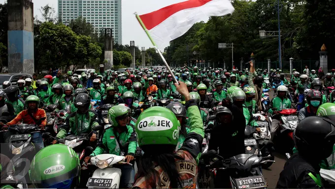 20161003-Demo Ojek Online, Gojek-Jakarta
