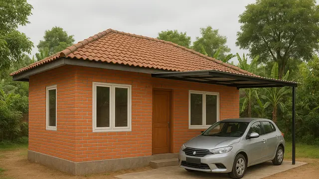 Rumah Sederhana di Kampung dengan Garasi (Foto: ChatGPT)