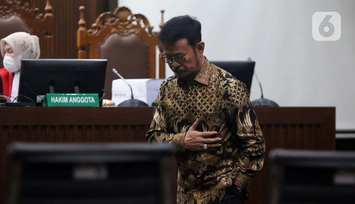 Jaksa Penuntut Umum (JPU) pada Komisi Pemberantasan Korupsi (KPK) menuntut terdakwa dugaan pemerasan dan gratifikasi di lingkungan Kementerian Pertanian (Kementan), Syahrul Yasin Limpo dengan hukuman 12 tahun penjara. (Liputan6.com/Angga Yuniar)