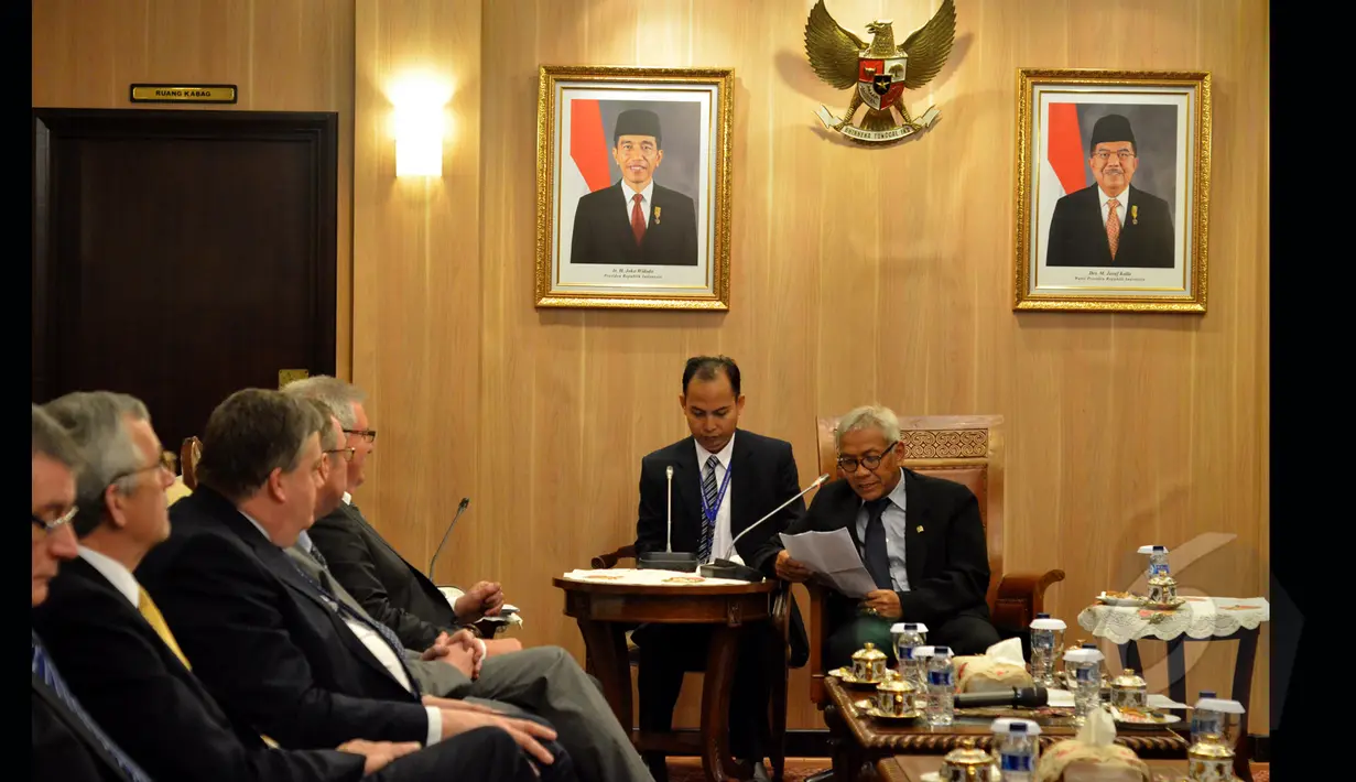 Suasana pertemuan DPR RI dengan Parlemen Eropa di Kompleks Parlemen Senayan, Jakarta, Selasa (17/3/2015). (Liputan6.com/Andrian M Tunay)