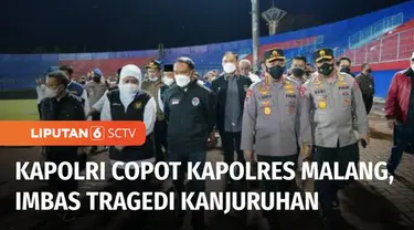 Dua hari pascakerusuhan yang menewaskan 125 pendukung Arema FC, Kapolri Jenderal Listyo Sigit Prabowo mencopot Kapolres Malang. Langkah serupa juga diambil Kapolda Jawa Timur, yang menonaktifkan 9 perwira Brimob, yang terlibat dalam kerusuhan akhir p...