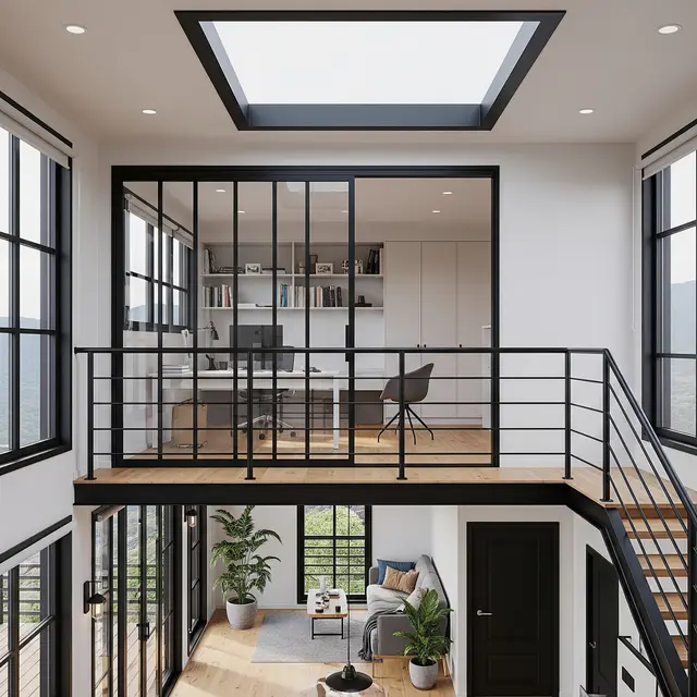 Desain Rumah Mungil Ala Villa dengan Mezzanine (Image by Gemini AI)