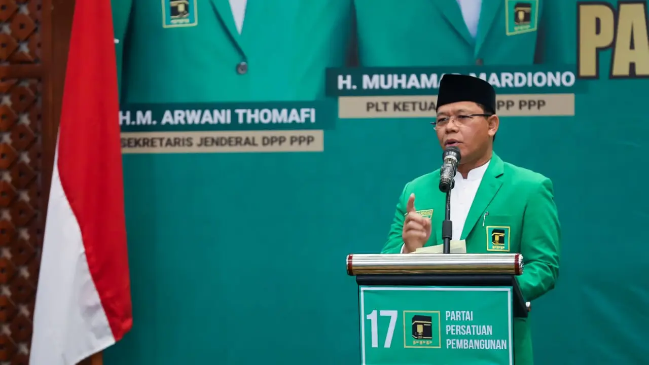 Pelaksana Tugas (Plt) Ketua Umum Partai Persatuan Pembangunan (PPP) Muhamad Mardiono saat berbicara di Rapat Pimpinan Wilayah (Rapimwil) PPP Provinsi Aceh, di Hotel Hermes, Kota Banda Aceh. (Istimewa)