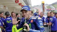 Pebalap Movistar Yamaha, Valentino Rossi, punya kans besar menjuarai MotoGP Jerez, Spanyol, Minggu (7/5/2017). (AP/Eric Gay)