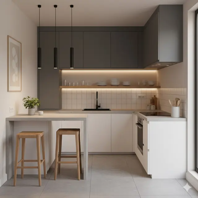 Dapur Minimalis Menyatu dengan Area Makan