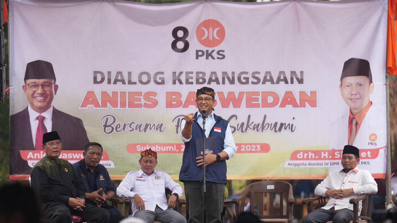 Bakal calon presiden (Bacapres) dari Koalisi Perubahan Anies Baswedan, berdialaog dengan kelompok petani di Sukabumi, Jawa Barat. (Istimewa)