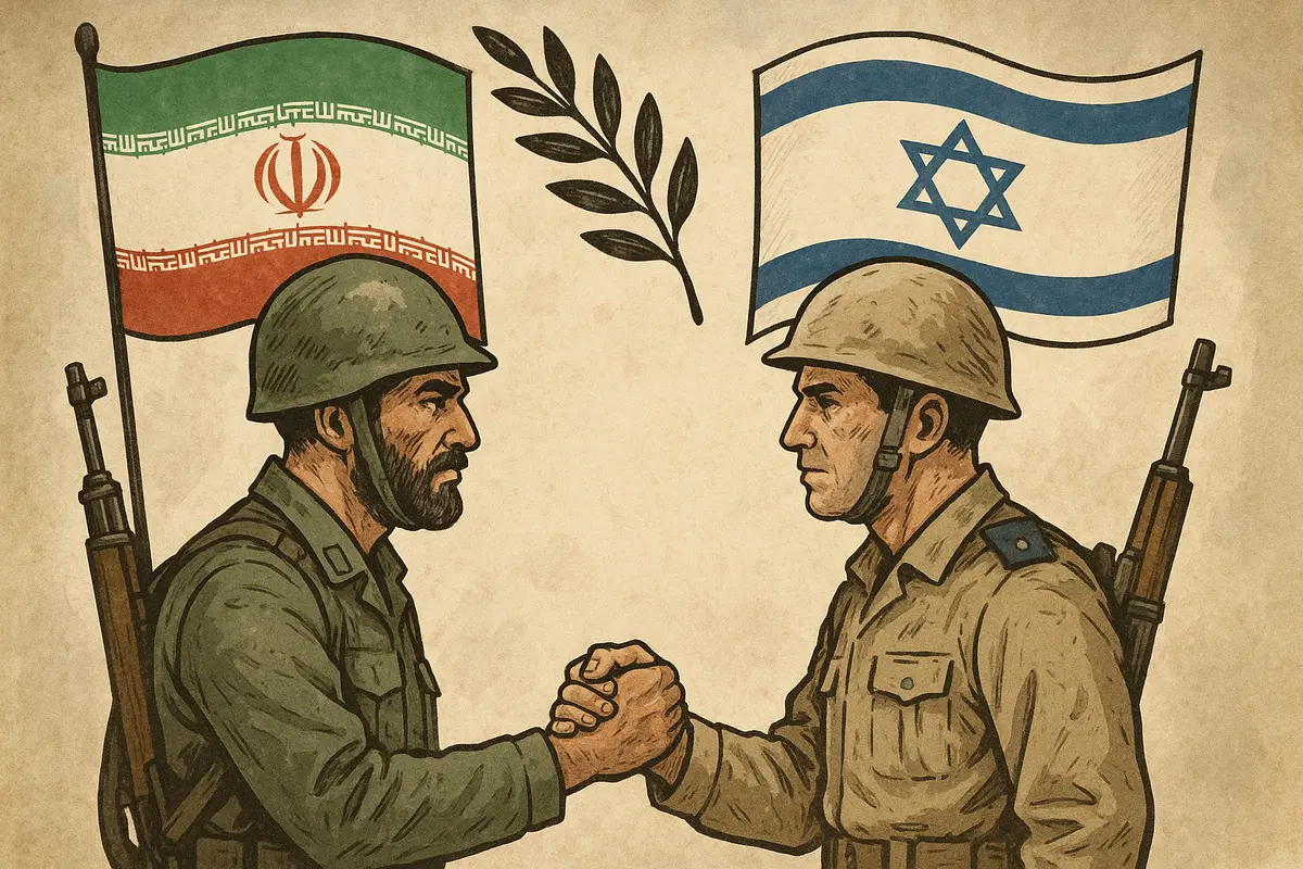 Ilustrasi gencatan senjata perang Iran Israel. (ChatGPT/OpenAI)