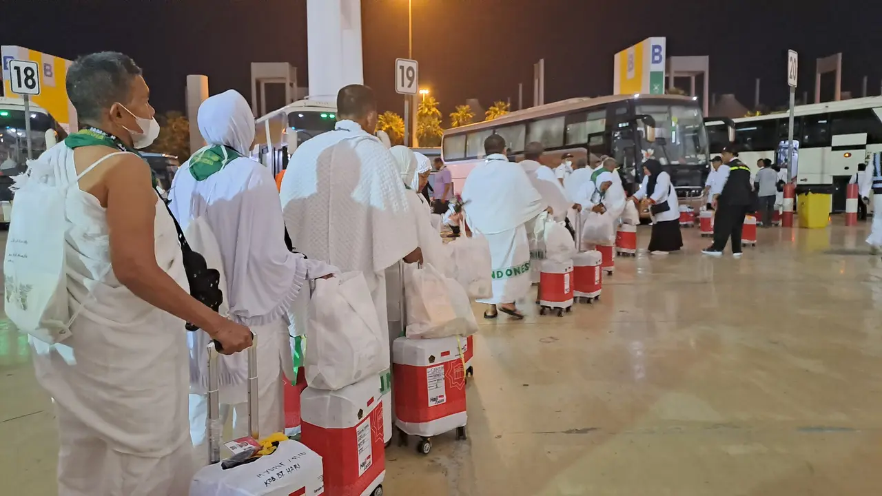 Kedatangan Jemaah Haji Kloter Terakhir di Bandara Internasional King Abdul Aziz, Jeddah, Sabtu (24/6/2023).