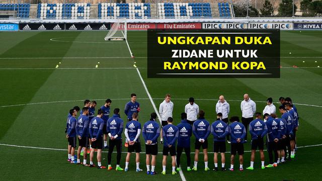 Manager Real Madrid, Zinedine Zidane, ungkapkan duka atas meninggalnya legenda Los Blancos, Raymond Kopa.