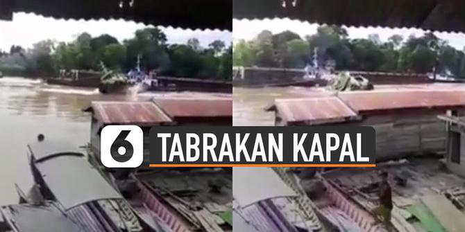VIDEO: Viral Insiden Tabrakan Kapal Vs Ponton