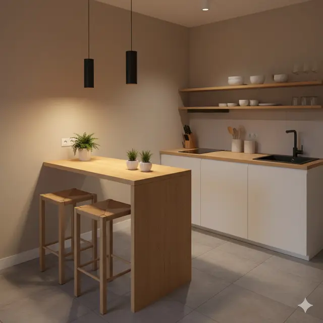 Dapur Minimalis Menyatu dengan Mini Bar