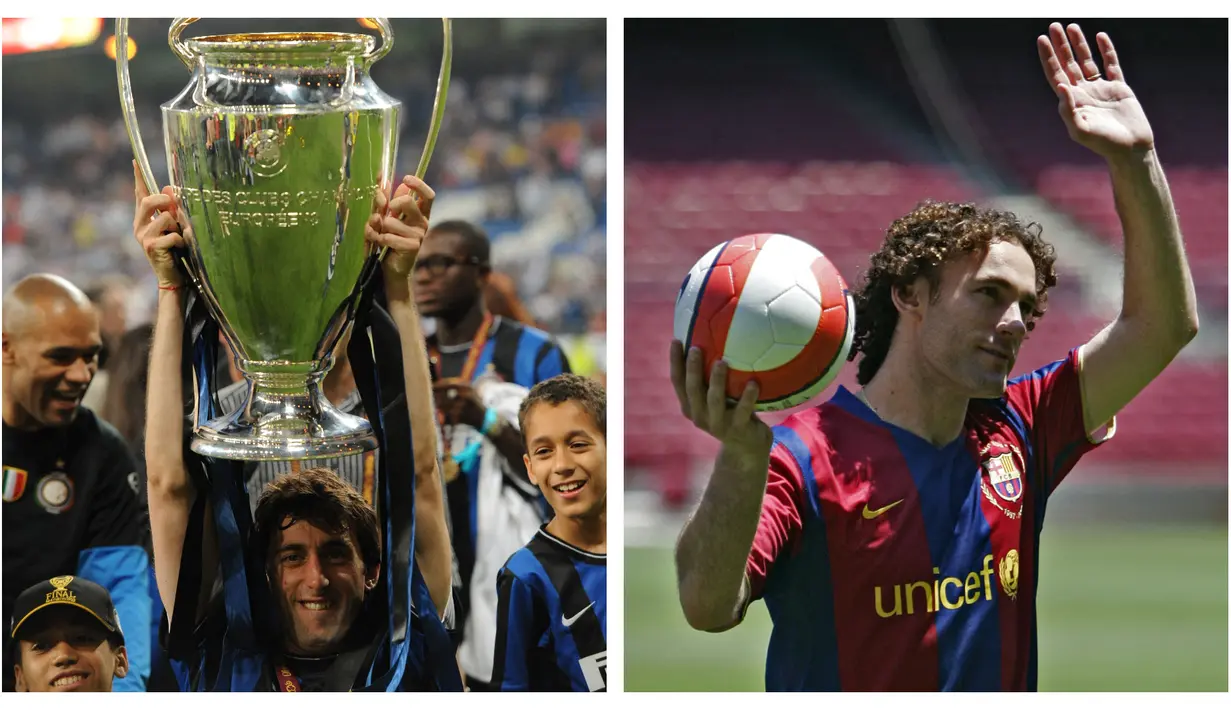 Diego dan Gabriel Milito. Sang kakak Diego Milito (kiri) meraih trofi Liga Champions terlebih dahulu bersama Inter Milan pada musim 2009/2010 sekaligus merebut treble winners. Sementara Gabriel Milito meraihnya bersama Barcelona pada musim 2010/2011. (Kolase AFP)