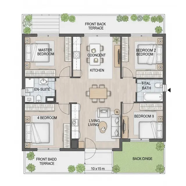 8 Model Denah Rumah Sederhana Kamar 4 Terbaru yang Efisien dan Fungsional