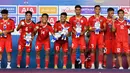 Dan, Penantian panjang timnas Indonesia untuk kembali merasakan medali emas SEA Games berakhir manis di Kamboja tahun 2023. (Nhac NGUYEN/AFP)