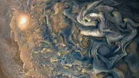 Penampakan atmosfer Jupiter yang mirip lukisan Van Gogh. (Foto: NASA)