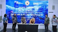 Penandatanganan kerja sama antara BRI dan PT Semen Padang di BRInovation Gedung BRI I, Jakarta, Rabu (11/04/2023). (Foto: Istimewa)