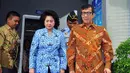 Menkumham Yasonna Hamonangan Laoly dan Menkes Nila F Moeloek mendatangi Lapas Narkotika Klas IIA Jakarta, Senin (1/12/2014). (Liputan6.com/Johan Tallo)