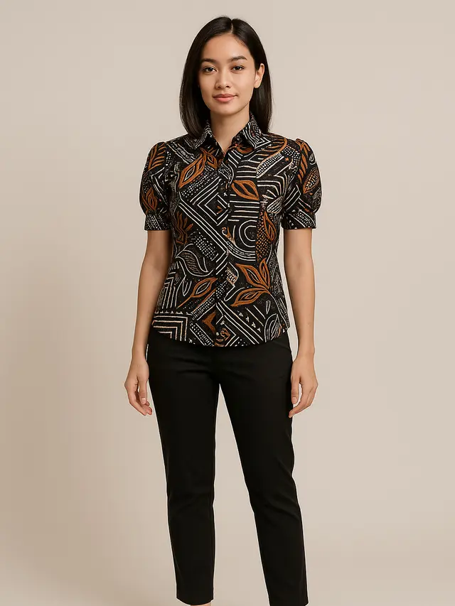 Model Kemeja Batik Slimfit Lengan Puff