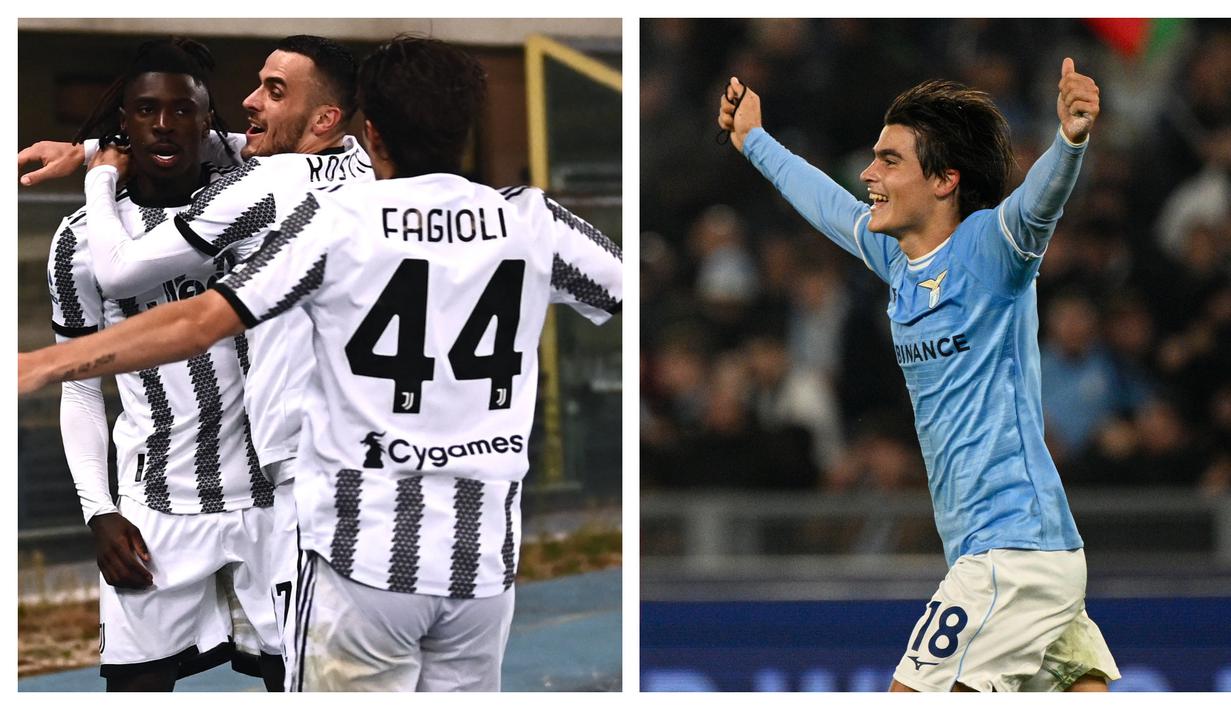 Dua tim papan atas Liga Italia, Juventus dan Lazio sama-sama memetik tiga poin penuh atas lawan-lawannya pada pekan ke-14 Liga Italia 2022/2023 yang digelar Jumat (11/11/2022) dini hari WIB. Juventus sukses menang 1-0 atas tuan rumah Verona, sementara Lazio juga menang 1-0 atas tamunya Monza. (Kolase AFP dan AP)