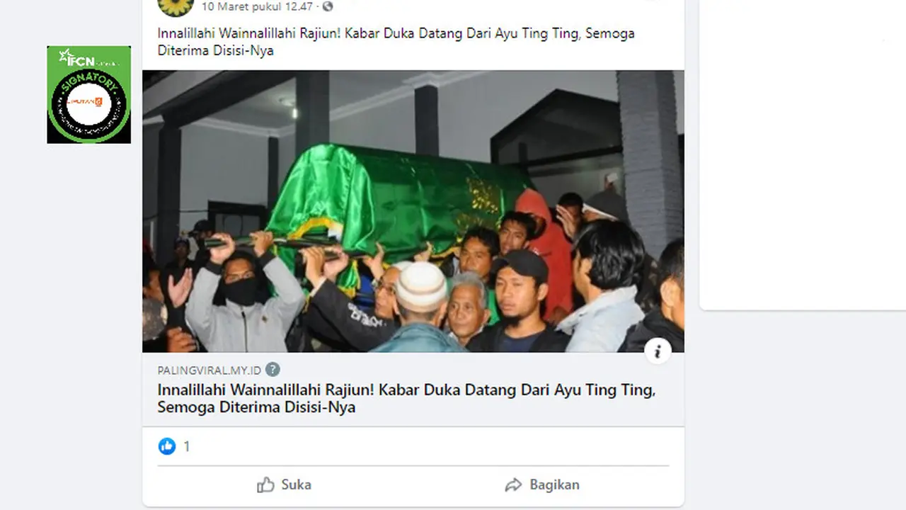 Cek Fakta Liputan6.com menelusuri informasi kabar duka dari Ayu Ting Ting