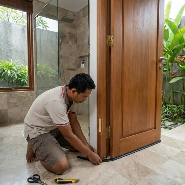 Pemasangan Door Seal atau Karet (Gemini AI)