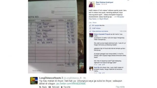 6 Potret Nota Makanan di Pinggir Jalan, Harganya Bikin Melongo
