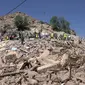 Sementara itu, Kementerian Dalam Negeri Maroko melaporkan jumlah korban terluka akibat gempa dahsyat tersebut bertambah menjadi 2.562 orang. (BULENT KILIC/AFP)